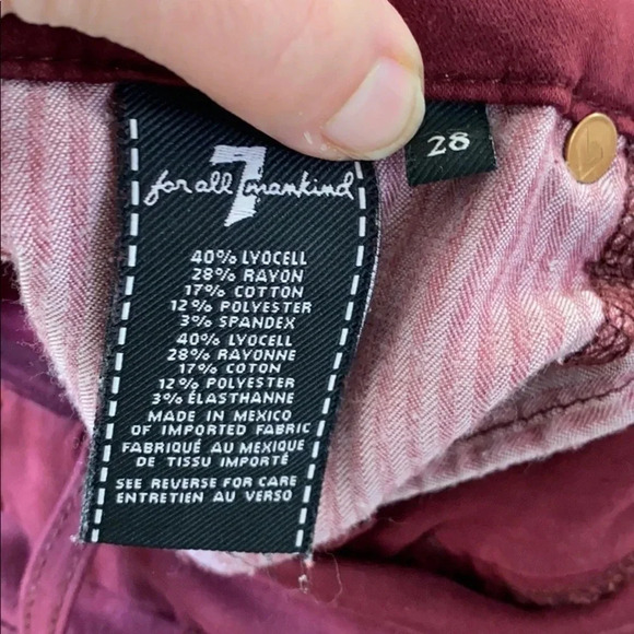 7 For All Mankind Burgundy Ankle Skinny Jean - Picture 7 of 11